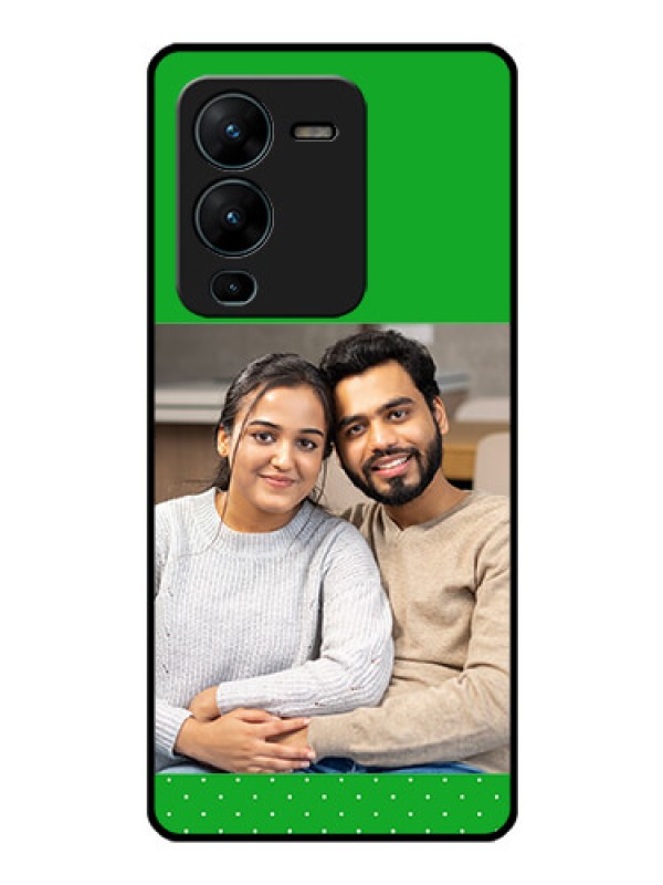 Custom Vivo V25 Pro 5G Personalized Glass Phone Case - Green Pattern Design