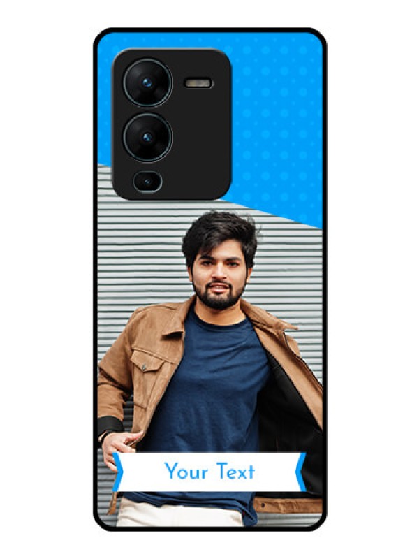 Custom Vivo V25 Pro 5G Photo Printing on Glass Case - Simple Blue Color Design