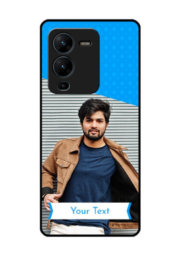 Vivo V25 Pro 5G Photo Printing on Glass Case - Simple Blue Color Design