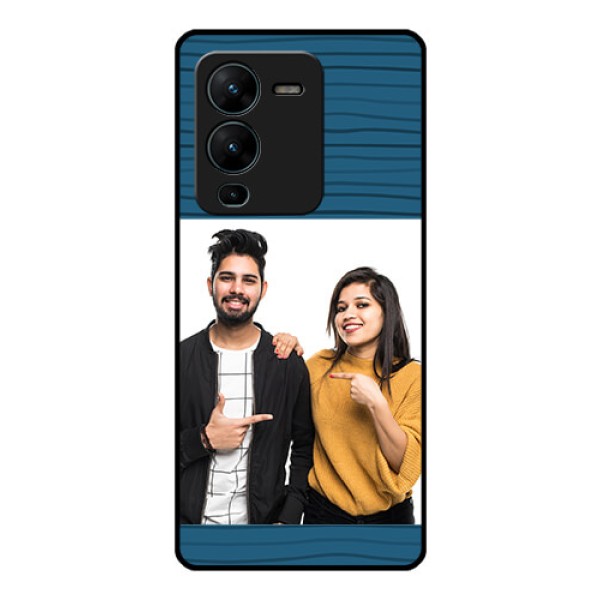 Vivo V25 Pro 5G Custom Glass Phone Case - Blue Pattern Cover Design