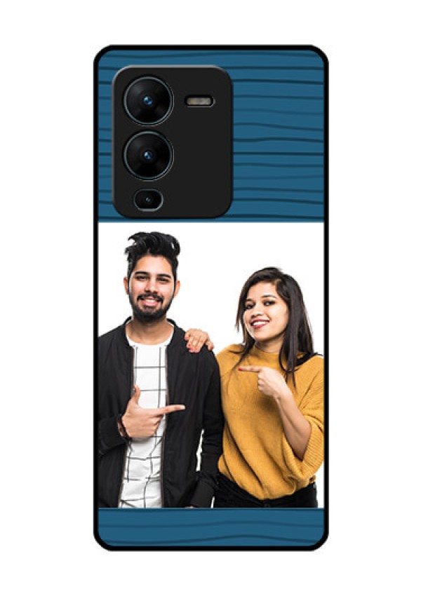 Vivo V25 Pro 5G Custom Glass Phone Case - Blue Pattern Cover Design