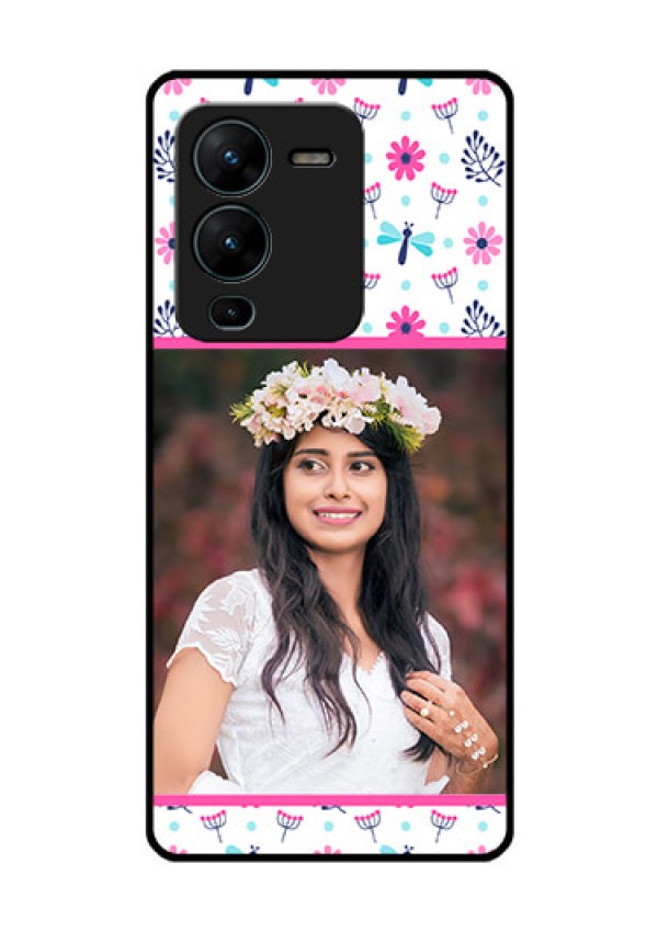 Vivo V25 Pro 5G Photo Printing on Glass Case - Colorful Flower Design
