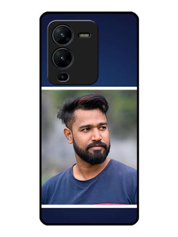 Custom Vivo V25 Pro 5G Personalized Glass Phone Case - Simple Royal Blue Design