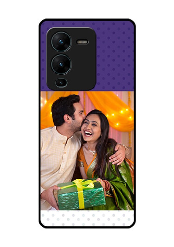 Vivo V25 Pro 5G Personalized Glass Phone Case - Violet Pattern Design