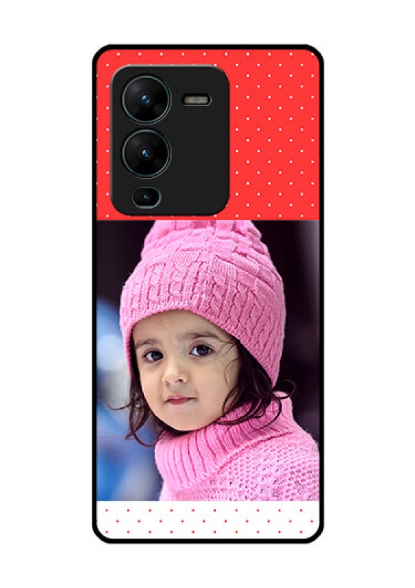 Vivo V25 Pro 5G Photo Printing on Glass Case - Red Pattern Design
