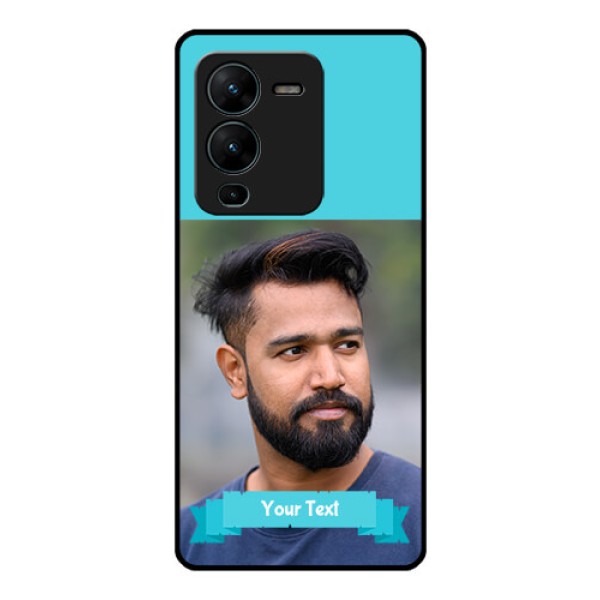 Vivo V25 Pro 5G Personalized Glass Phone Case - Simple Blue Color Design