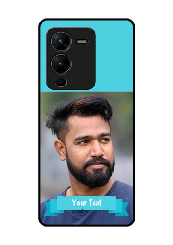 Vivo V25 Pro 5G Personalized Glass Phone Case - Simple Blue Color Design