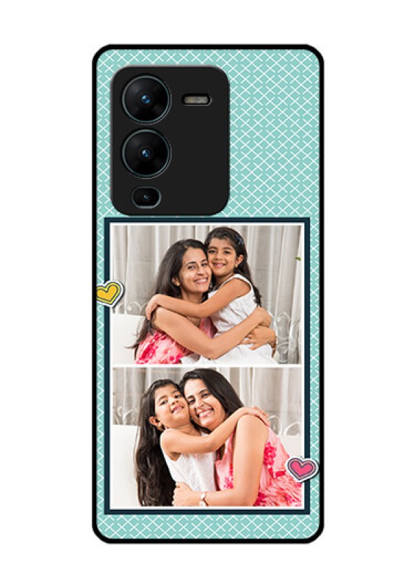 Vivo V25 Pro 5G Custom Glass Phone Case - 2 Image Holder with Pattern Design