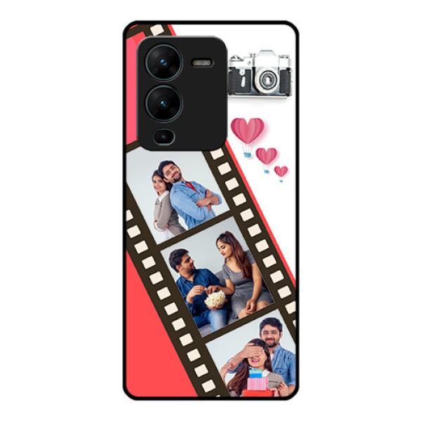 Vivo V25 Pro 5G Personalized Glass Phone Case - 3 Image Holder with Film Reel Vivo V25 Pro 5G Personalized Glass Phone Case - 3 Image Holder with Film Reel