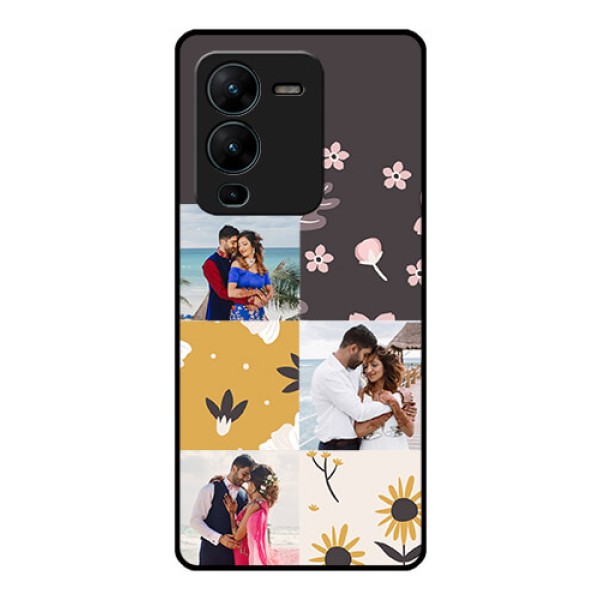 Vivo V25 Pro 5G Photo Printing on Glass Case - 3 Images with Floral Design Vivo V25 Pro 5G Photo Printing on Glass Case - 3 Images with Floral Design