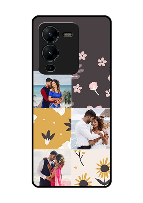 Vivo V25 Pro 5G Photo Printing on Glass Case - 3 Images with Floral Design