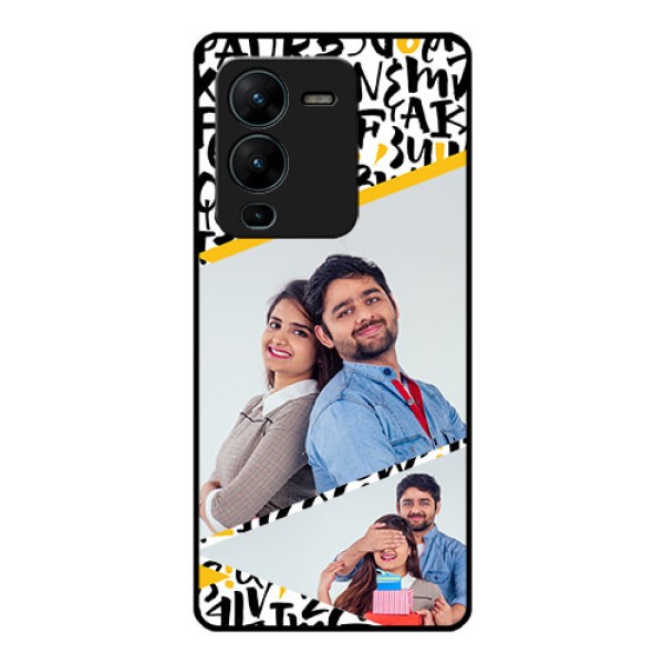 Vivo V25 Pro 5G Custom Glass Mobile Case - Letters Pattern Design