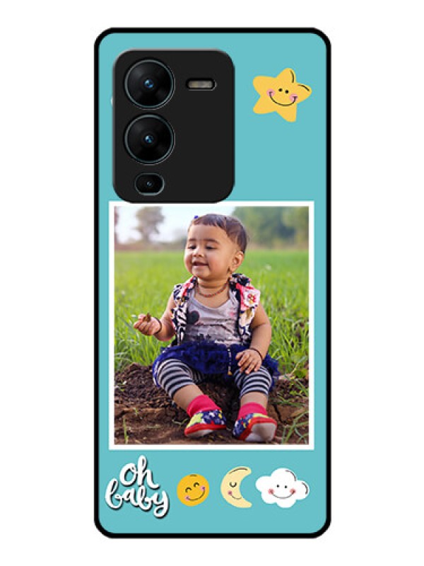 Custom Vivo V25 Pro 5G Personalized Glass Phone Case - Smiley Kids Stars Design