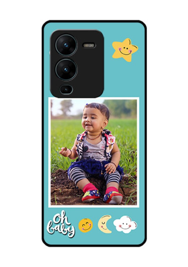 Vivo V25 Pro 5G Personalized Glass Phone Case - Smiley Kids Stars Design