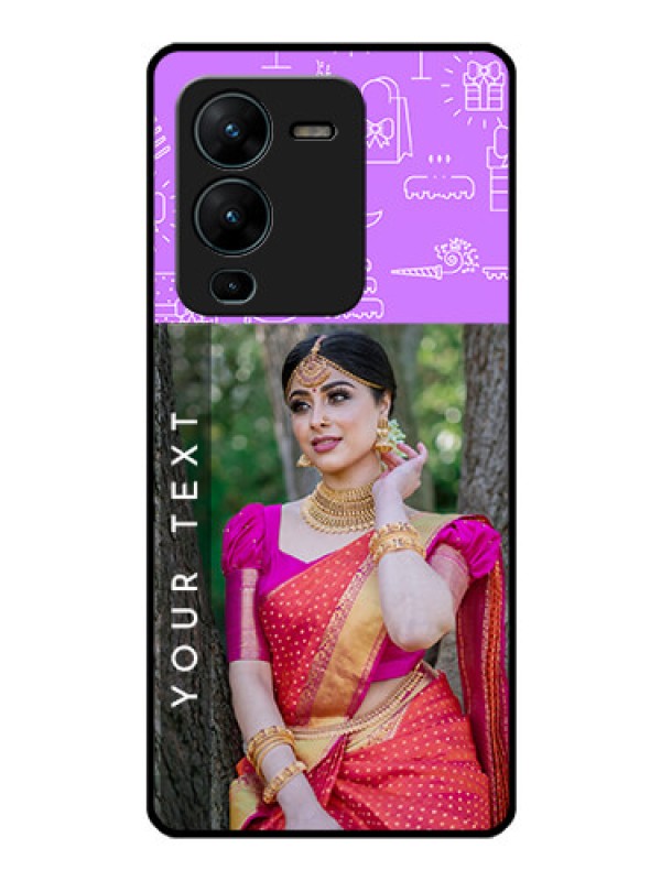 Custom Vivo V25 Pro 5G Custom Glass Mobile Case - Birthday Icons Design