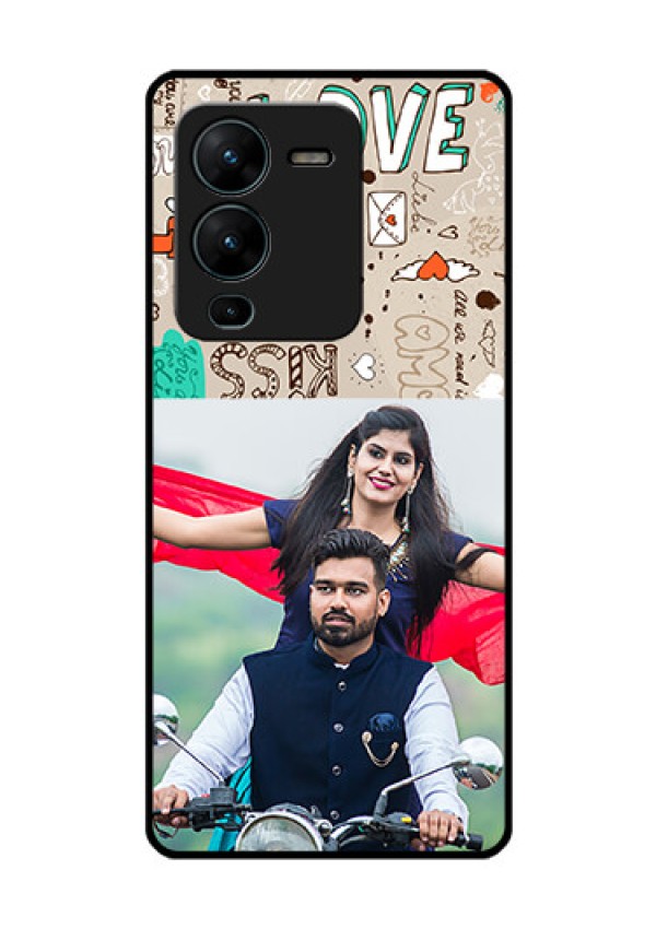 Vivo V25 Pro 5G Custom Glass Phone Case - Love Doodle Pattern