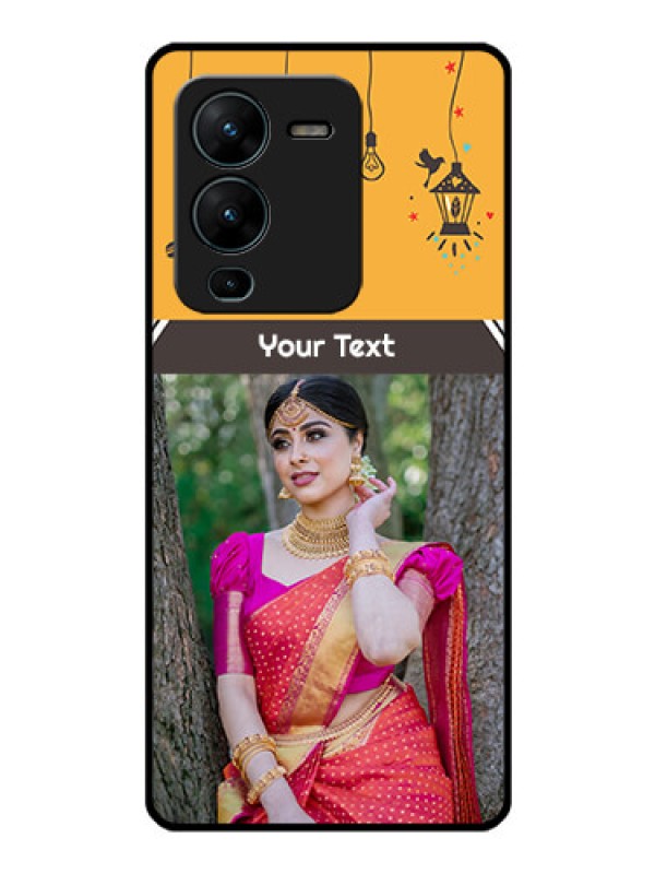 Custom Vivo V25 Pro 5G Custom Glass Mobile Case - with Family Picture and Icons