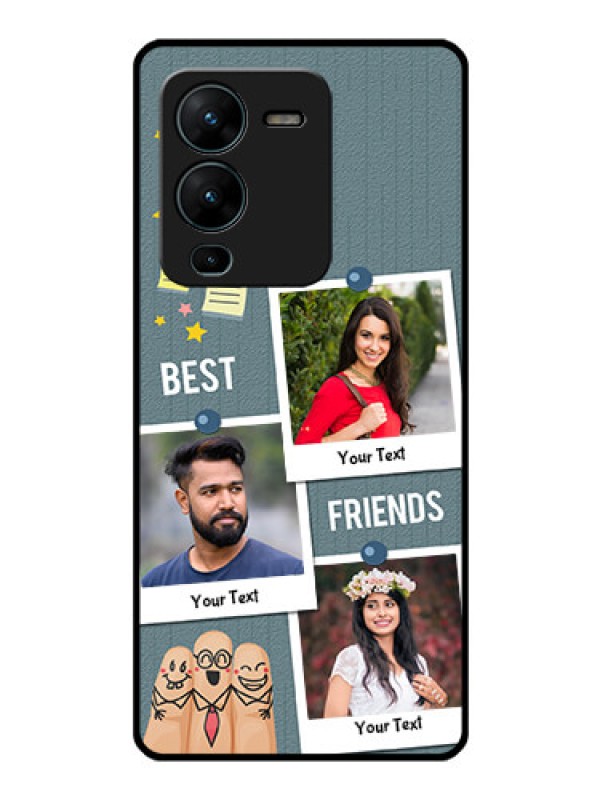 Custom Vivo V25 Pro 5G Personalized Glass Phone Case - Sticky Frames and Friendship Design