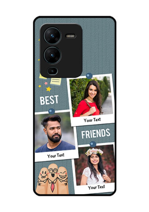 Vivo V25 Pro 5G Personalized Glass Phone Case - Sticky Frames and Friendship Design