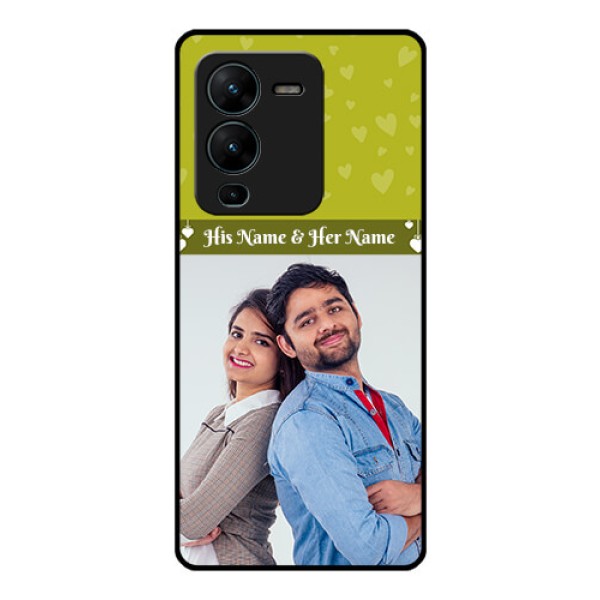 Vivo V25 Pro 5G Custom Glass Phone Case - You & Me Heart Design Vivo V25 Pro 5G Custom Glass Phone Case - You & Me Heart Design