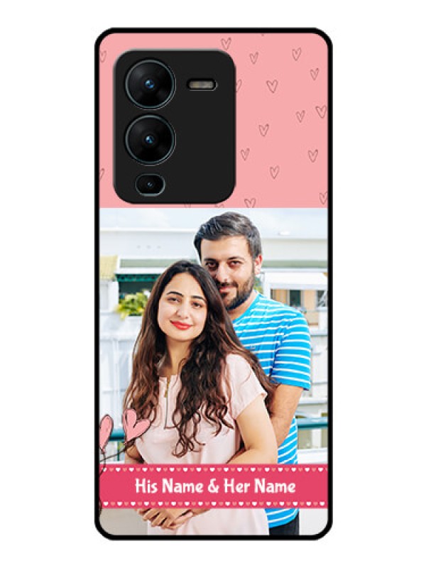 Custom Vivo V25 Pro 5G Personalized Glass Phone Case - Love Design Peach Color