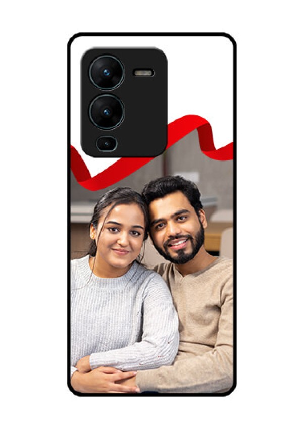 Vivo V25 Pro 5G Photo Printing on Glass Case - Red Ribbon Frame Design
