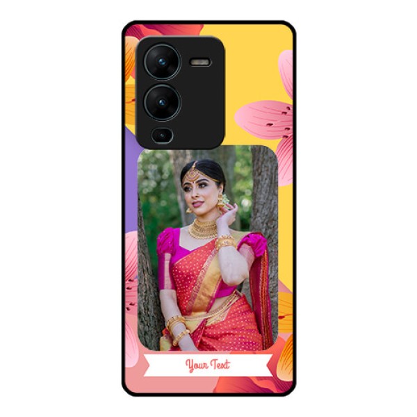 Vivo V25 Pro 5G Custom Glass Mobile Case - 3 Image With Vintage Floral Design