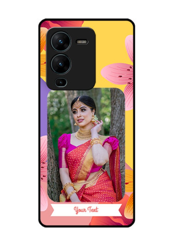 Vivo V25 Pro 5G Custom Glass Mobile Case - 3 Image With Vintage Floral Design