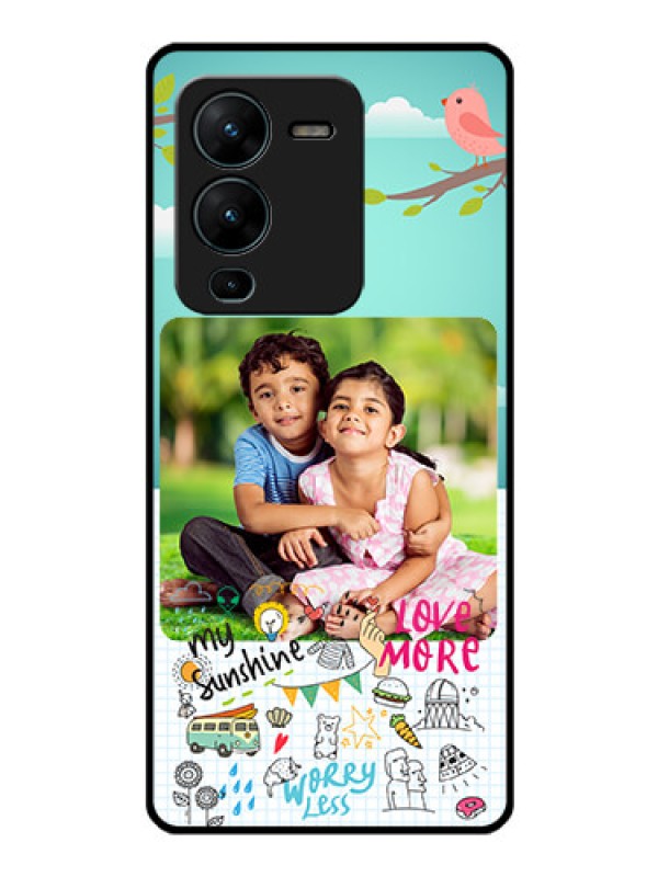 Custom Vivo V25 Pro 5G Photo Printing on Glass Case - Doodle love Design