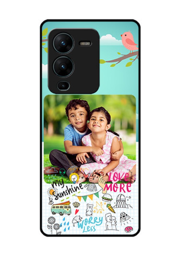 Vivo V25 Pro 5G Photo Printing on Glass Case - Doodle love Design