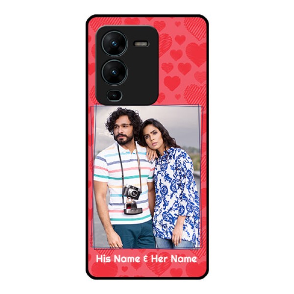Vivo V25 Pro 5G Photo Printing on Glass Case - with Red Heart Symbols Design Vivo V25 Pro 5G Photo Printing on Glass Case - with Red Heart Symbols Design