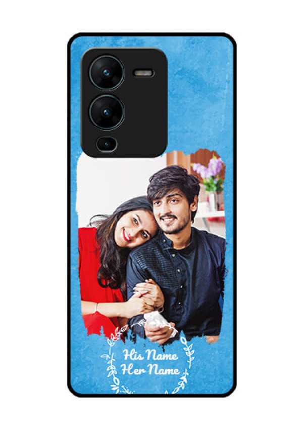Vivo V25 Pro 5G Custom Glass Phone Case - Blue Color Vintage Design