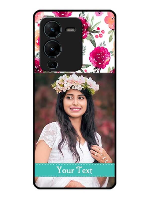 Custom Vivo V25 Pro 5G Custom Glass Phone Case - Watercolor Floral Design