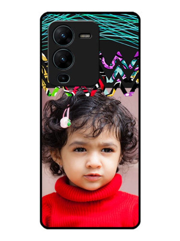 Custom Vivo V25 Pro 5G Personalized Glass Phone Case - Neon Abstract Design