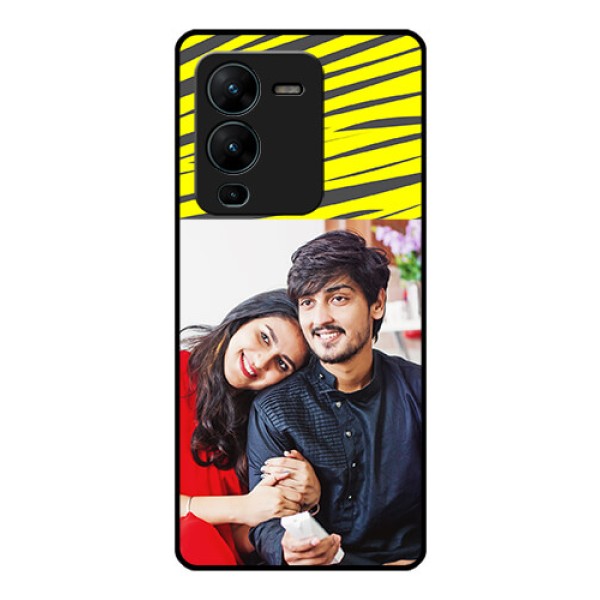 Vivo V25 Pro 5G Photo Printing on Glass Case - Yellow Abstract Design