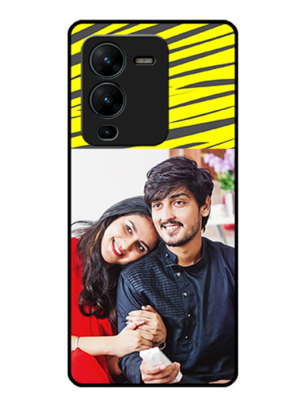 Custom Vivo V25 Pro 5G Photo Printing on Glass Case - Yellow Abstract Design