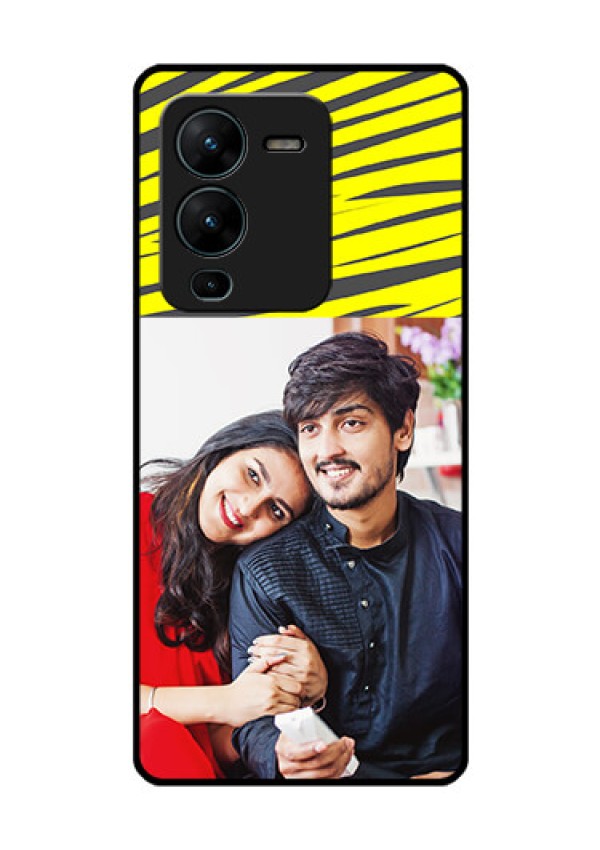Vivo V25 Pro 5G Photo Printing on Glass Case - Yellow Abstract Design