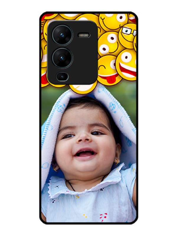 Custom Vivo V25 Pro 5G Custom Glass Mobile Case - with Smiley Emoji Design