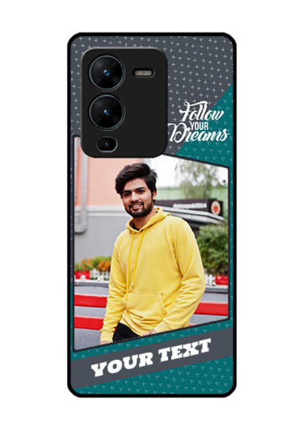 Vivo V25 Pro 5G Personalized Glass Phone Case - Background Pattern Design with Quote