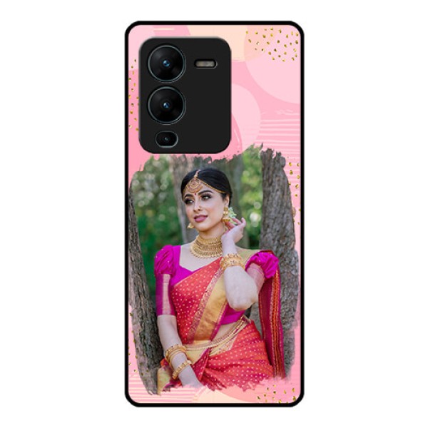 Vivo V25 Pro 5G Personalized Glass Phone Case - Gold Glitter Splash Design