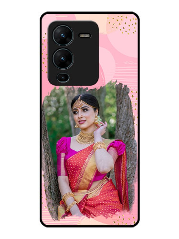 Custom Vivo V25 Pro 5G Personalized Glass Phone Case - Gold Glitter Splash Design