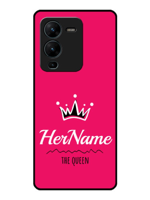 Custom Vivo V25 Pro 5G Glass Phone Case Queen with Name