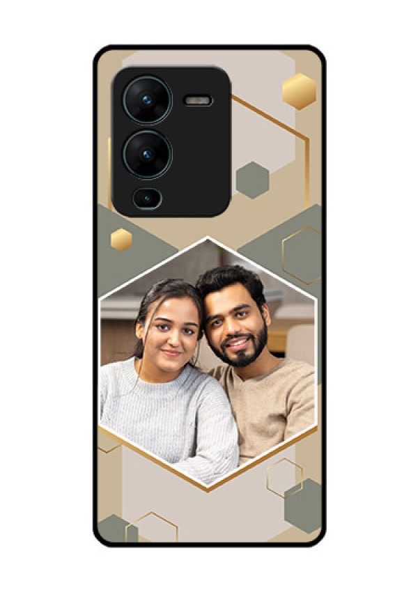 Vivo V25 Pro 5G Photo Printing on Glass Case - Stylish Hexagon Pattern Design