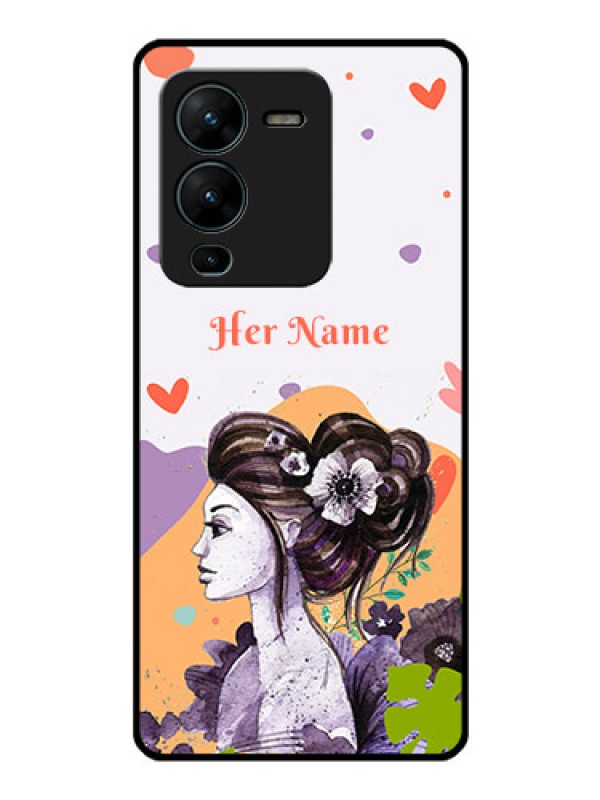 Custom Vivo V25 Pro 5G Personalized Glass Phone Case - Woman And Nature Design