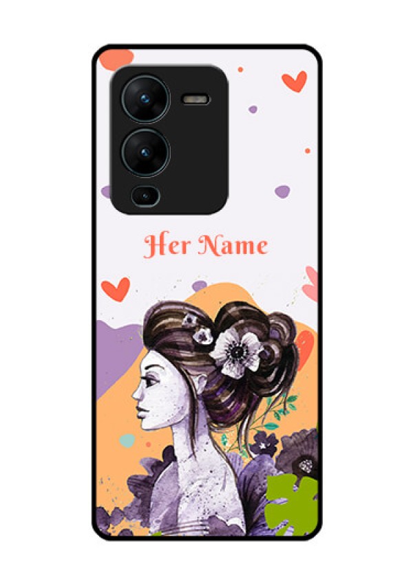 Vivo V25 Pro 5G Personalized Glass Phone Case - Woman And Nature Design