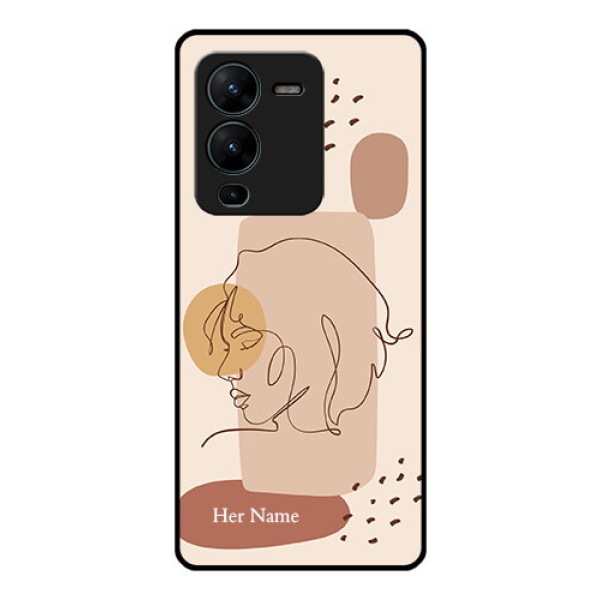 Vivo V25 Pro 5G Photo Printing on Glass Case - Calm Woman line art Design