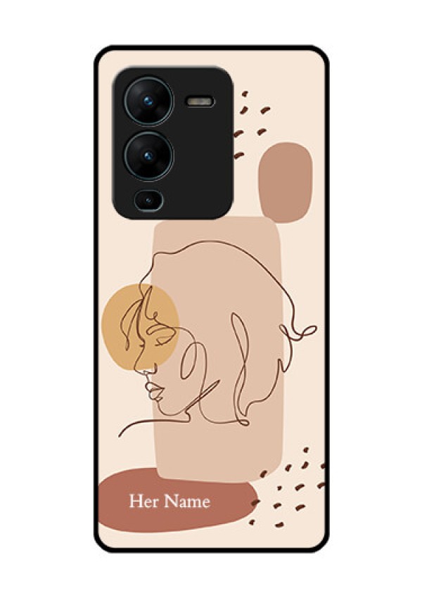 Vivo V25 Pro 5G Photo Printing on Glass Case - Calm Woman line art Design