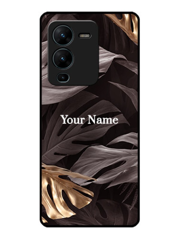 Custom Vivo V25 Pro 5G Personalised Glass Phone Case - Wild Leaves digital paint Design
