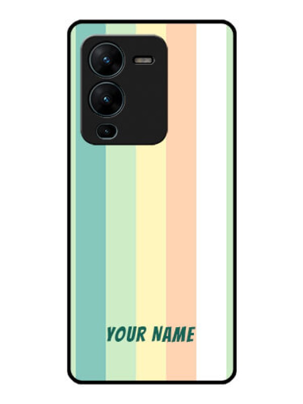 Custom Vivo V25 Pro 5G Photo Printing on Glass Case - Multi-colour Stripes Design