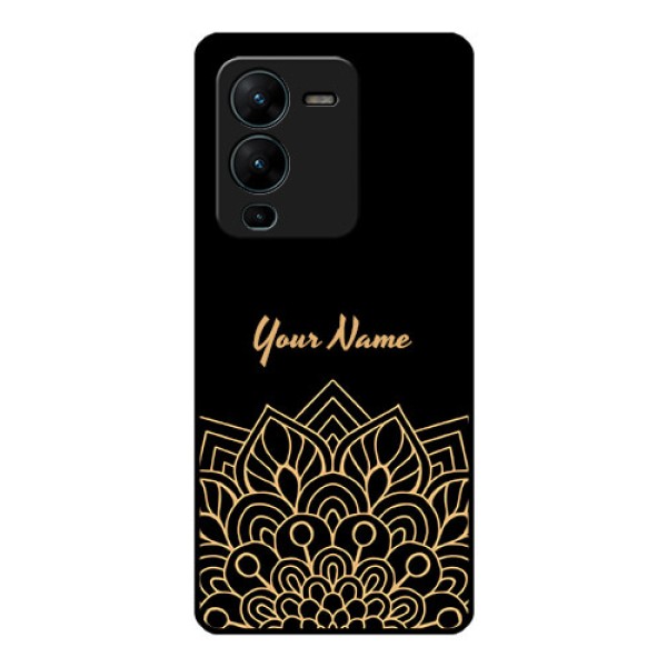 Vivo V25 Pro 5G Custom Glass Phone Case - Golden mandala Design